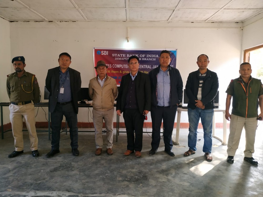State Bank of India, Dimapur Bazaar Branch donated six desktop computer sets towards the computer literacy programme which is part of the vocational-cum-correctional activities at Central Jail Dimapur on January 27. AIGP Imtiangshi Ao, on behalf of officers and inmates, expressed gratitude to the SBi for the initiative. (Photo Courtesy: AIGP, Central Jail)